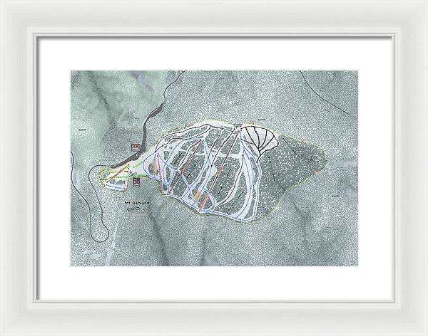 Mt Ashland Ski Trail Map - Framed Print - Powderaddicts