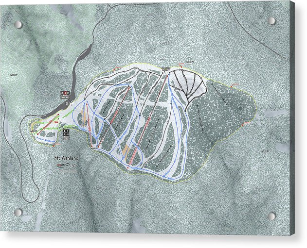 Mt Ashland Ski Trail Map - Acrylic Print - Powderaddicts