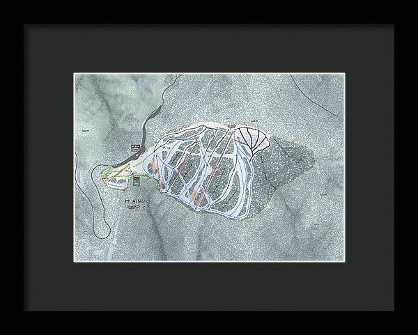 Mt Ashland Ski Trail Map - Framed Print - Powderaddicts