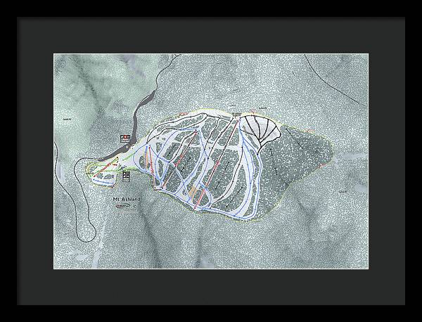 Mt Ashland Ski Trail Map - Framed Print - Powderaddicts
