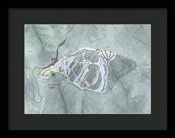 Mt Ashland Ski Trail Map - Framed Print - Powderaddicts