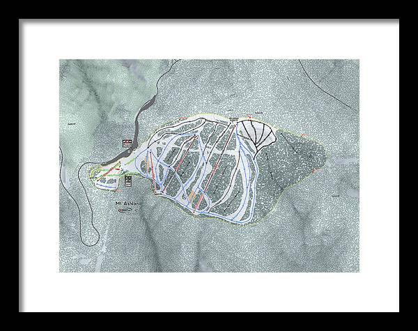 Mt Ashland Ski Trail Map - Framed Print - Powderaddicts