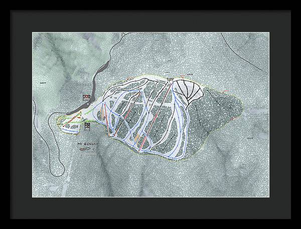 Mt Ashland Ski Trail Map - Framed Print - Powderaddicts