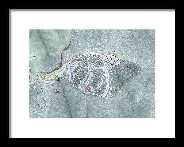 Mt Ashland Ski Trail Map - Framed Print - Powderaddicts