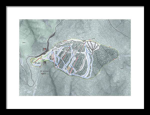 Mt Ashland Ski Trail Map - Framed Print - Powderaddicts