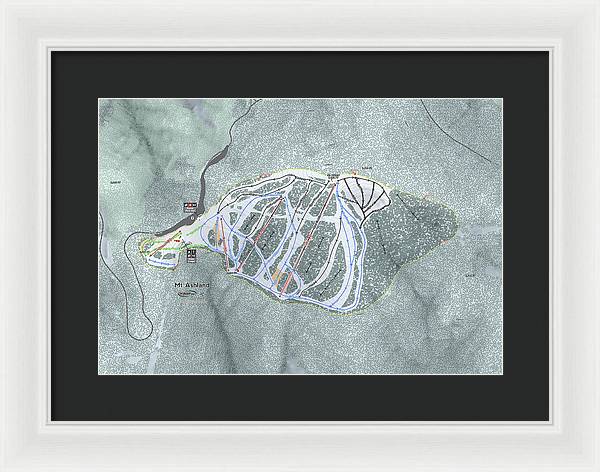Mt Ashland Ski Trail Map - Framed Print - Powderaddicts