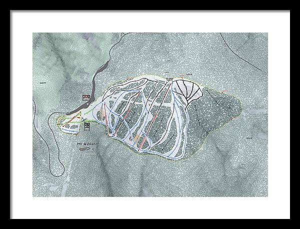 Mt Ashland Ski Trail Map - Framed Print - Powderaddicts