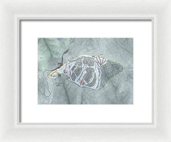 Mt Ashland Ski Trail Map - Framed Print - Powderaddicts