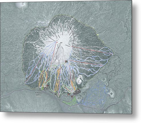 Mt Bachelor Ski Trail Map - Metal Print - Powderaddicts