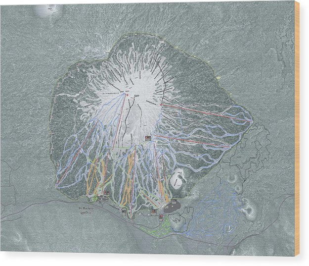 Mt Bachelor Ski Trail Map - Wood Print - Powderaddicts