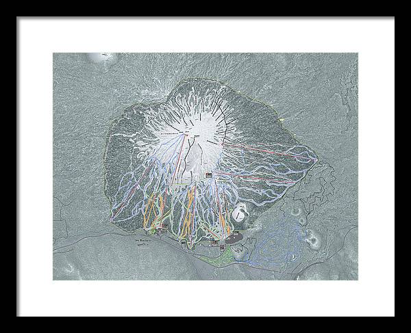 Mt Bachelor Ski Trail Map - Framed Print - Powderaddicts