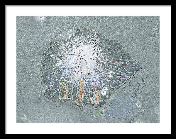Mt Bachelor Ski Trail Map - Framed Print - Powderaddicts