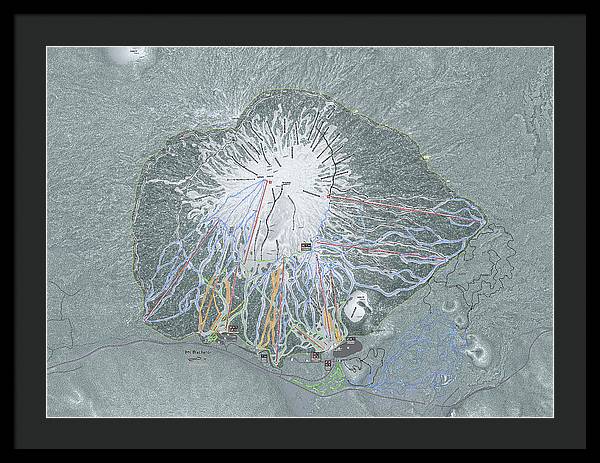 Mt Bachelor Ski Trail Map - Framed Print - Powderaddicts