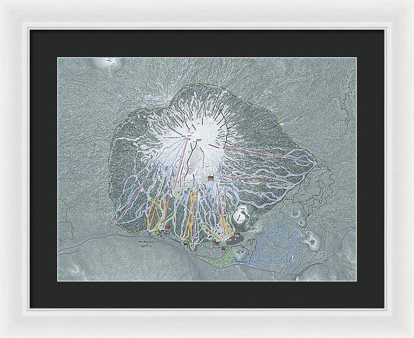 Mt Bachelor Ski Trail Map - Framed Print - Powderaddicts