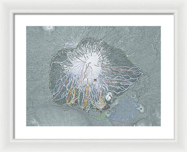 Mt Bachelor Ski Trail Map - Framed Print - Powderaddicts