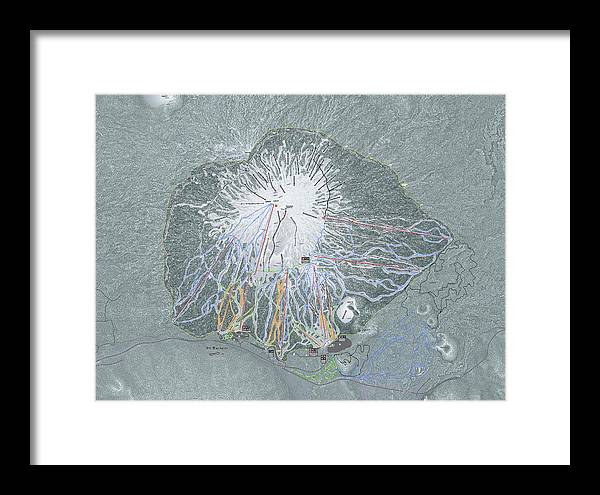 Mt Bachelor Ski Trail Map - Framed Print - Powderaddicts