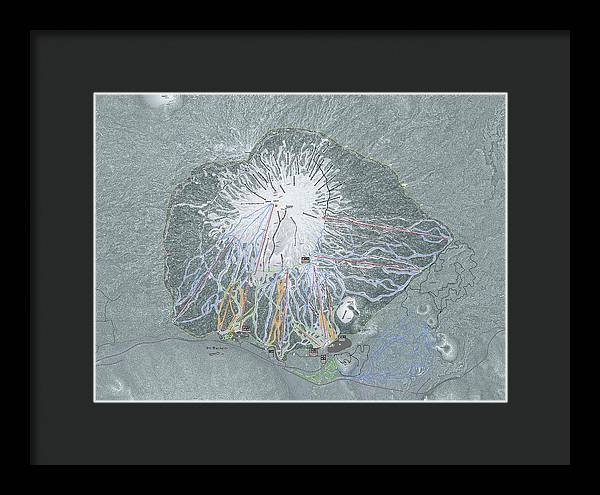 Mt Bachelor Ski Trail Map - Framed Print - Powderaddicts