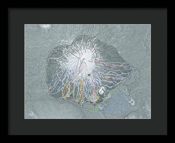Mt Bachelor Ski Trail Map - Framed Print - Powderaddicts