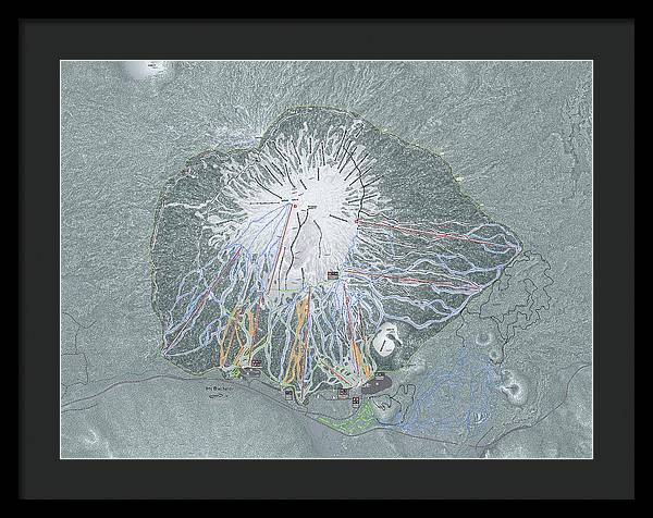 Mt Bachelor Ski Trail Map - Framed Print - Powderaddicts