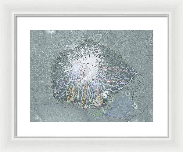 Mt Bachelor Ski Trail Map - Framed Print - Powderaddicts