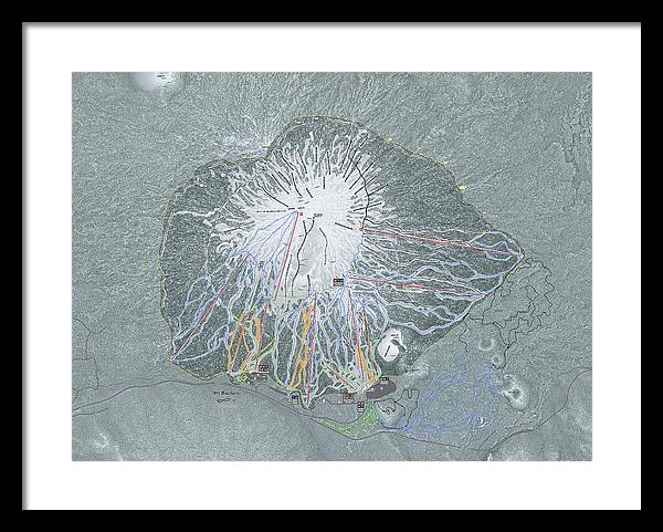 Mt Bachelor Ski Trail Map - Framed Print - Powderaddicts