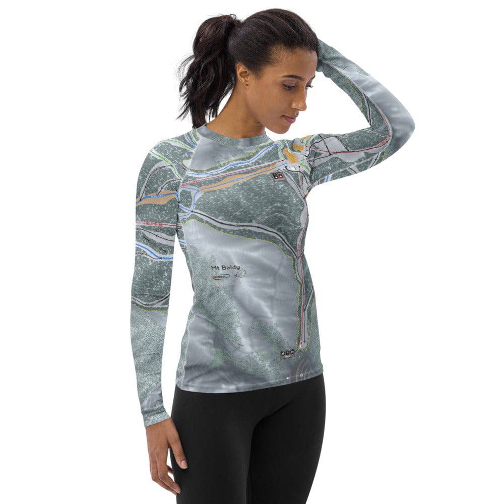 Mt Baldy, California Ski Trail Map Women's Base Layer Top - Powderaddicts