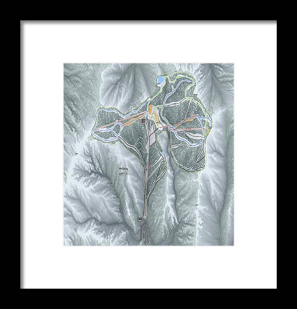 Mt Baldy Ski Trail Map - Framed Print - Powderaddicts