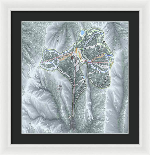 Mt Baldy Ski Trail Map - Framed Print - Powderaddicts
