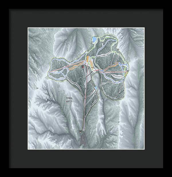 Mt Baldy Ski Trail Map - Framed Print - Powderaddicts