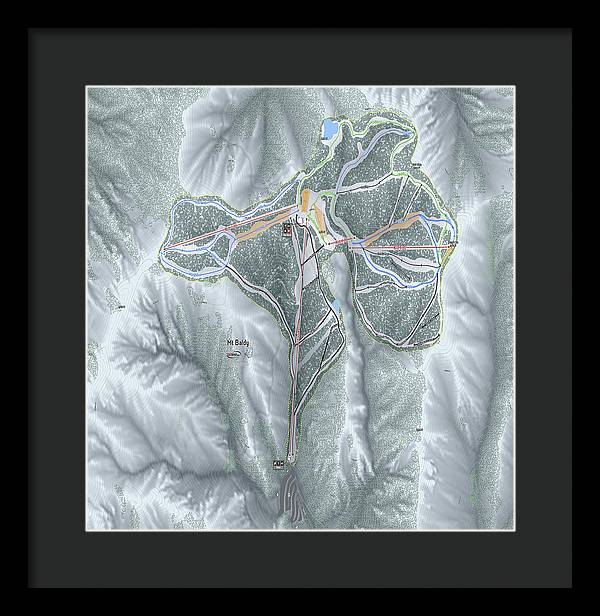 Mt Baldy Ski Trail Map - Framed Print - Powderaddicts