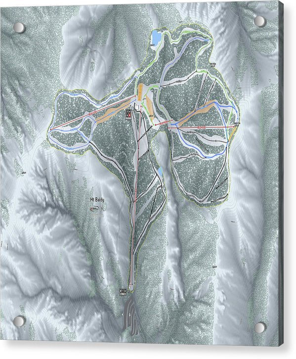 Mt Baldy Ski Trail Map - Acrylic Print - Powderaddicts