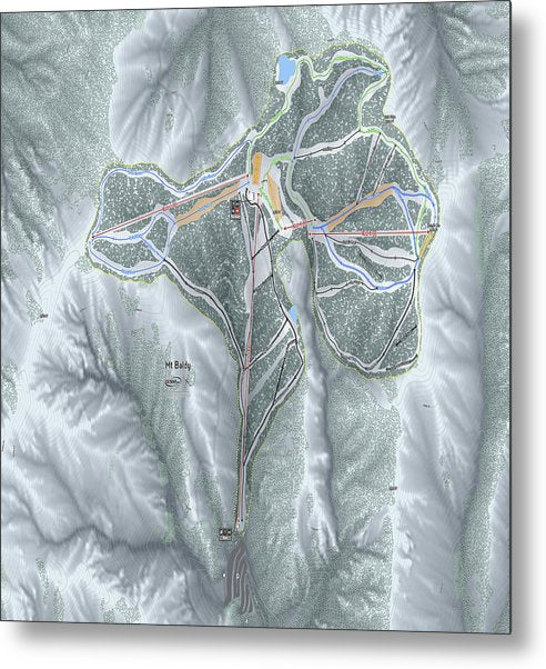 Mt Baldy Ski Trail Map - Metal Print - Powderaddicts