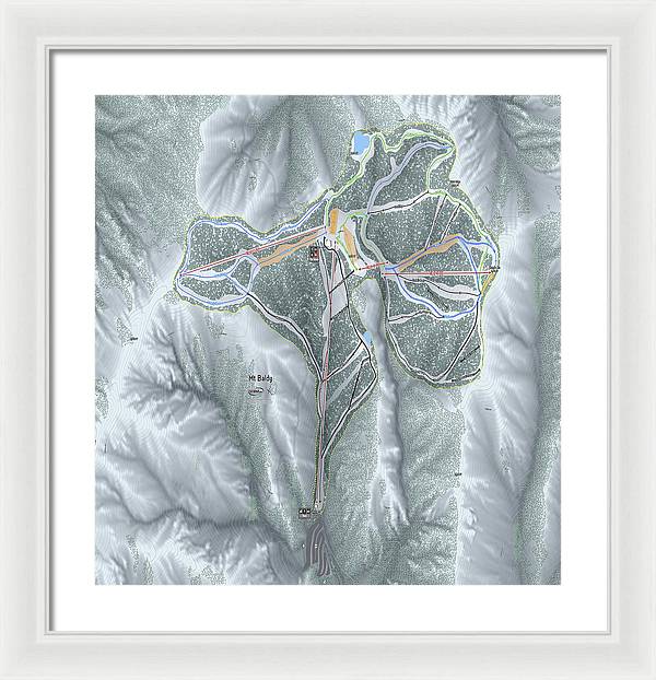Mt Baldy Ski Trail Map - Framed Print - Powderaddicts