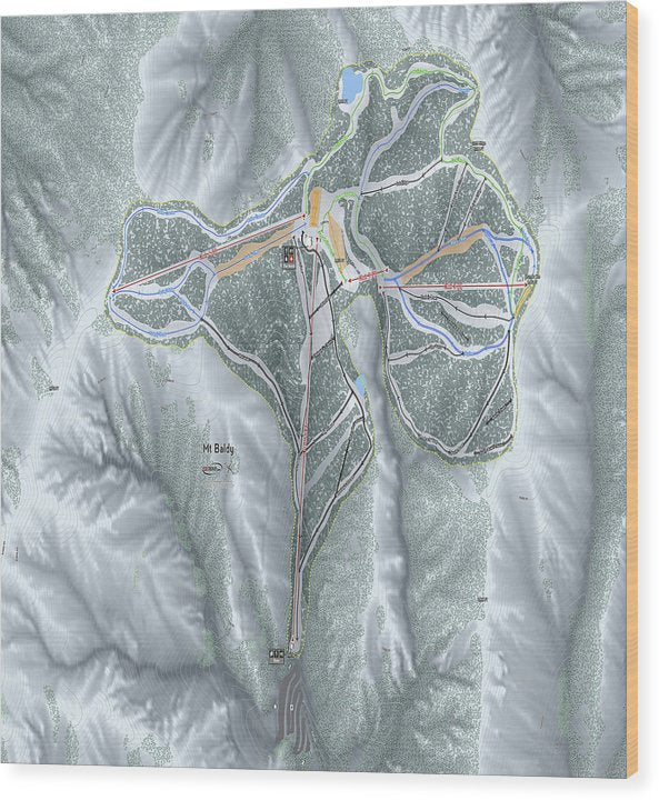 Mt Baldy Ski Trail Map - Wood Print - Powderaddicts