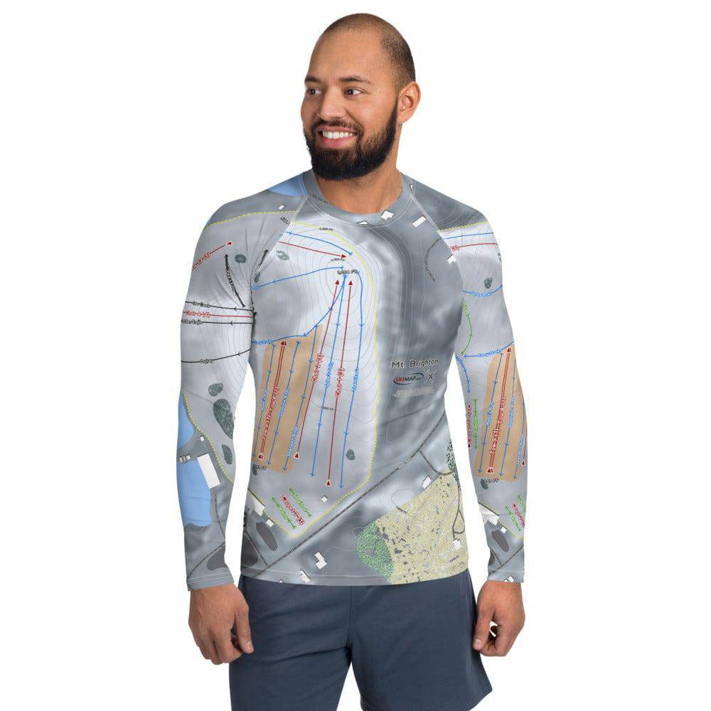 Mt Brighton, Michigan Ski Trail Map Men's Base Layer Top - Powderaddicts