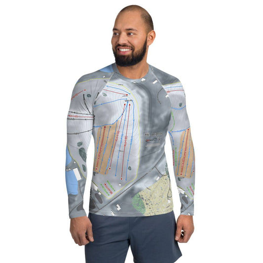 Mt Brighton, Michigan Ski Trail Map Men's Base Layer Top - Powderaddicts