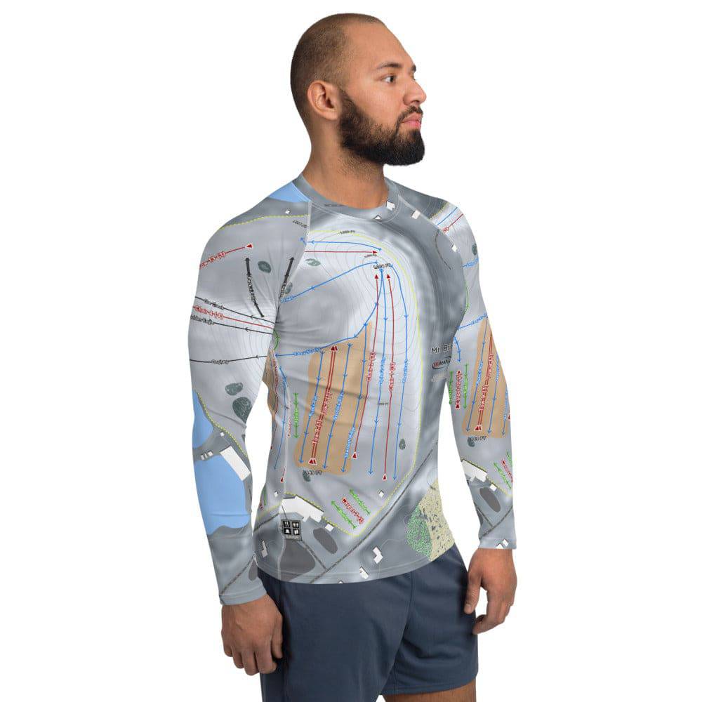 Mt Brighton, Michigan Ski Trail Map Men's Base Layer Top - Powderaddicts