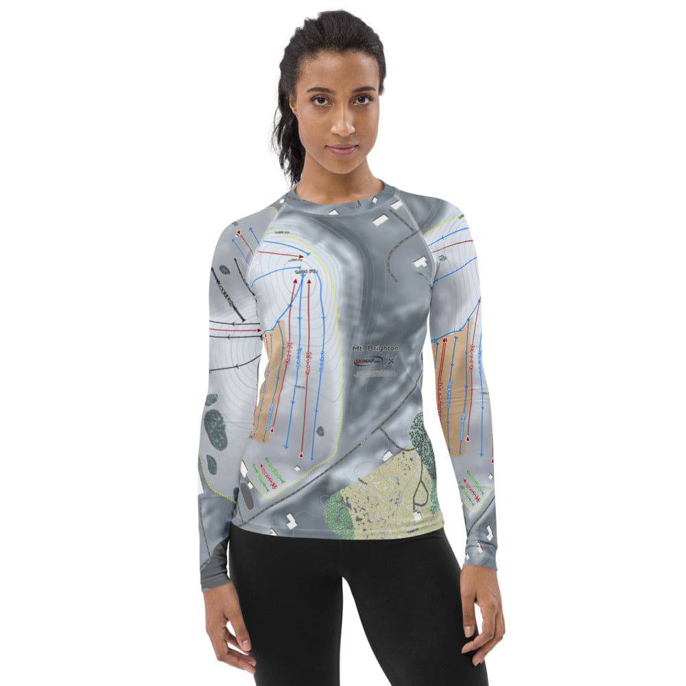 Mt Brighton, Michigan Ski Trail Map Women's Base Layer Top
