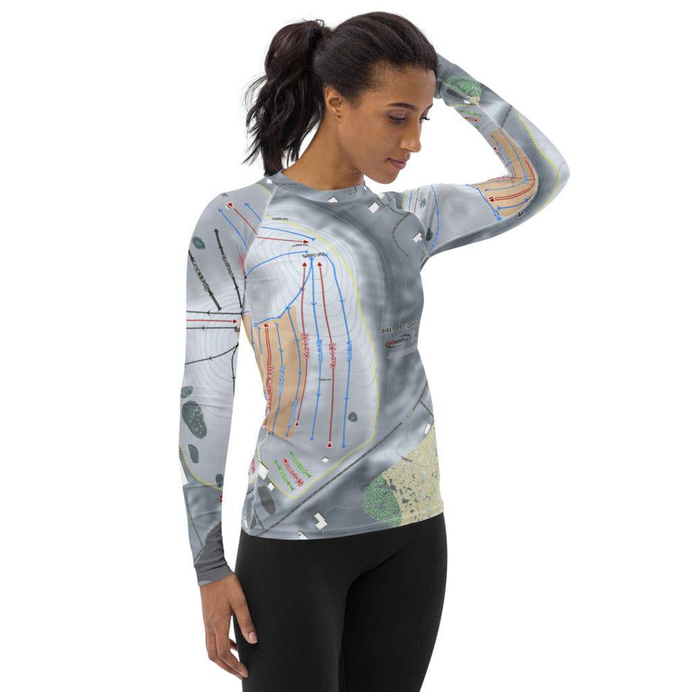 Mt Brighton, Michigan Ski Trail Map Women's Base Layer Top - Powderaddicts
