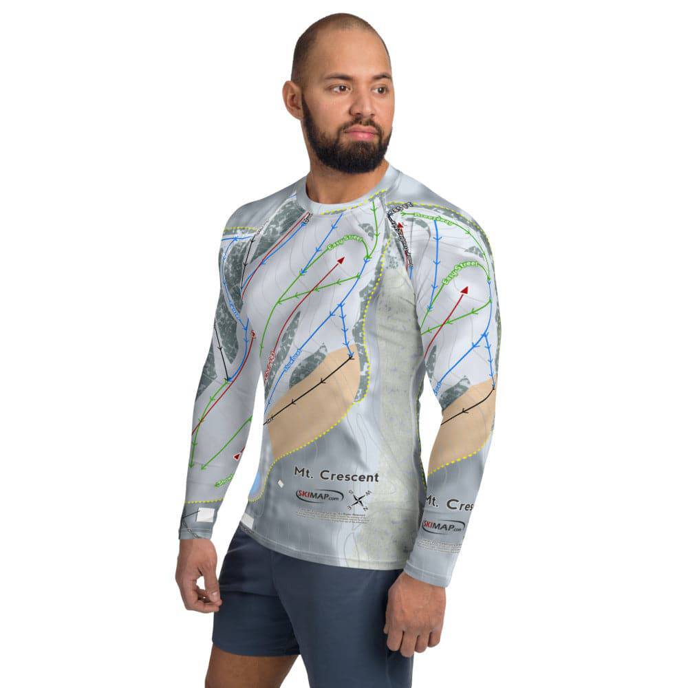 Mt Crescent, Iowa Ski Trail Map Men's Base Layer Top - Powderaddicts