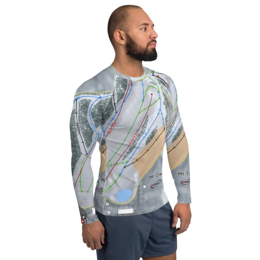 Mt Crescent, Iowa Ski Trail Map Men's Base Layer Top - Powderaddicts
