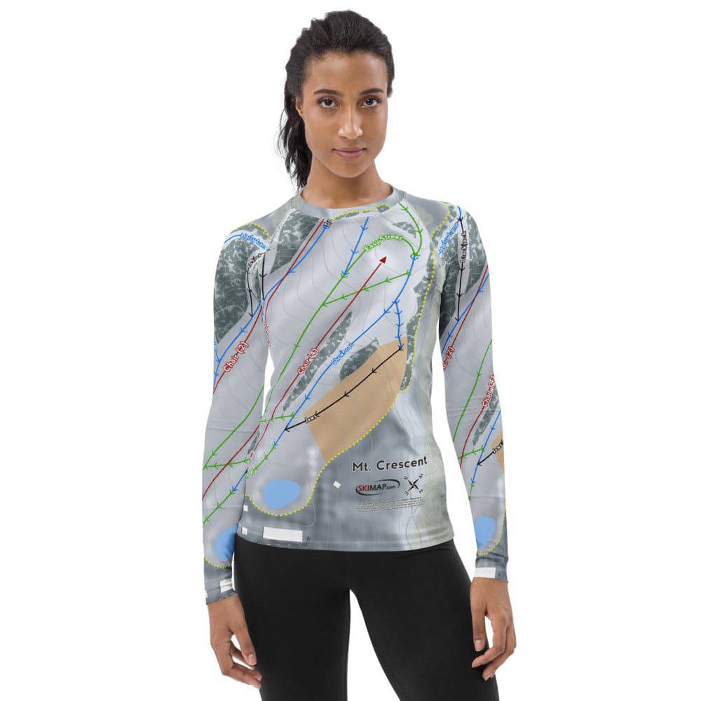 Mt Crescent, Iowa Ski Trail Map Women's Base Layer Top