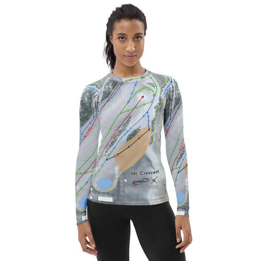 Mt Crescent, Iowa Ski Trail Map Women's Base Layer Top - Powderaddicts