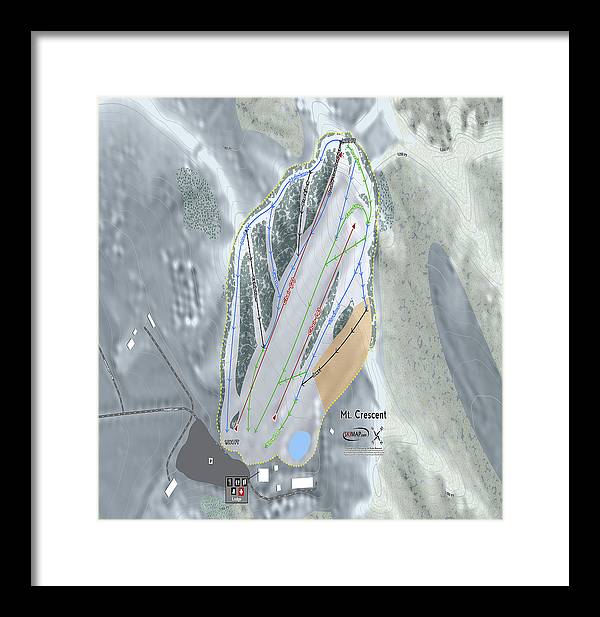 Mt Crescent Ski Trail Map - Framed Print - Powderaddicts