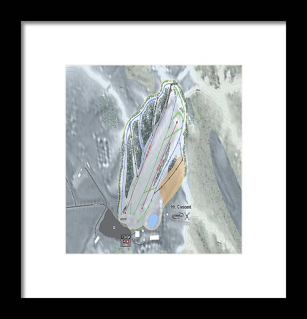 Mt Crescent Ski Trail Map - Framed Print - Powderaddicts