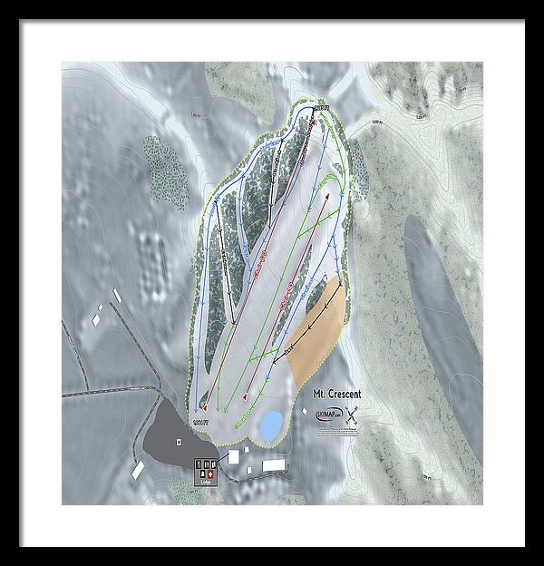 Mt Crescent Ski Trail Map - Framed Print - Powderaddicts