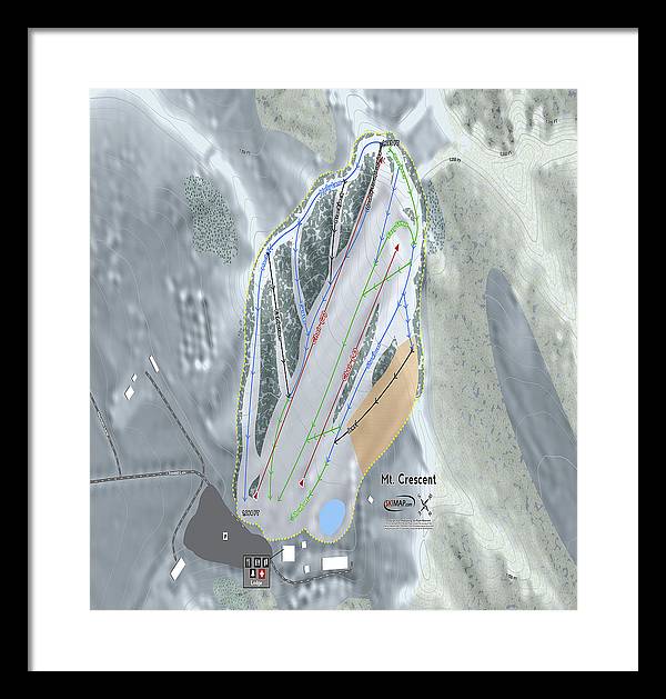 Mt Crescent Ski Trail Map - Framed Print - Powderaddicts