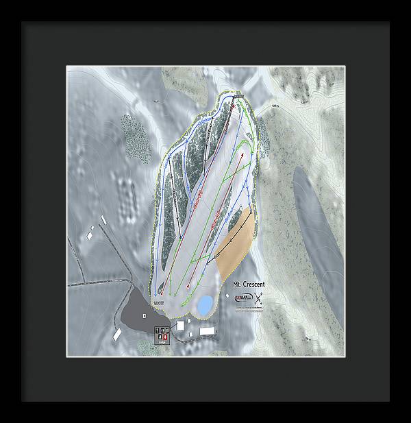 Mt Crescent Ski Trail Map - Framed Print - Powderaddicts