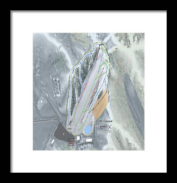 Mt Crescent Ski Trail Map - Framed Print - Powderaddicts