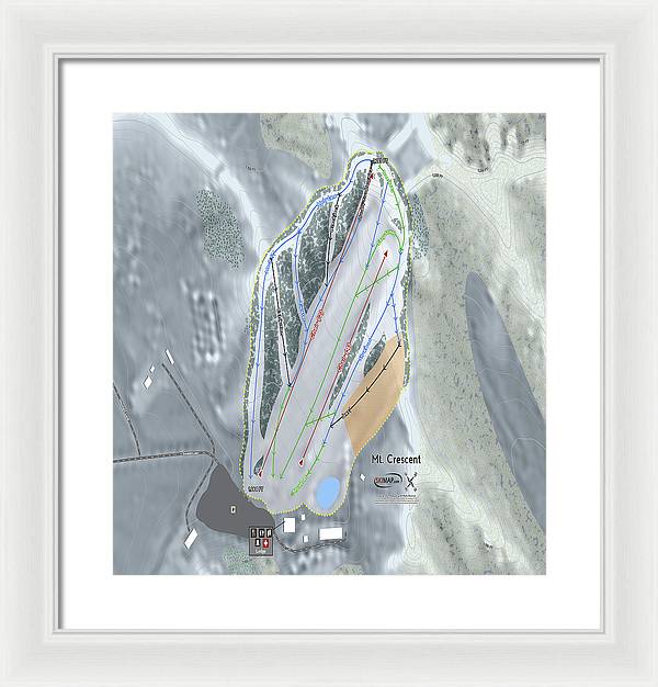 Mt Crescent Ski Trail Map - Framed Print - Powderaddicts